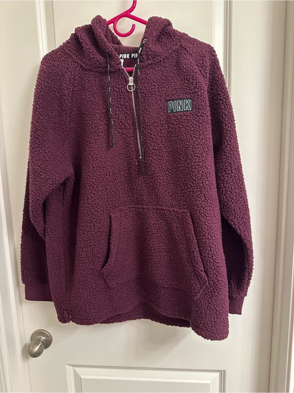 Victoria's Secret PINK Sherpa Half-Zip Hoodie - Plum